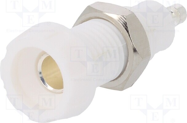 TNE 1x Buchse 10A 28,5mm 4mm Bananen 50VDC weiss vernickelt 10m 551-0600 Bananenbuch _1GH_551-0600