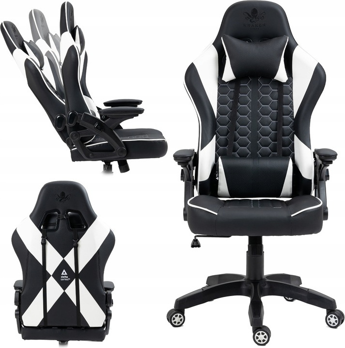 Kraken Chairs | Feyton | Ergonomická kancelárska stolička | Pracovná stolička | Otočná stolička | Herné kreslo | Herná stolička | do 130 | Čierna a