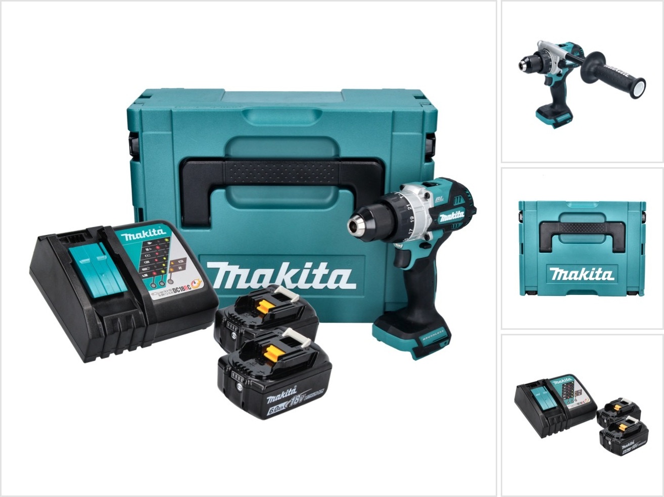 Akumulátorová príklepová vŕtačka Makita DHP 486 RGJ 18 V 130 Nm bez kefiek + 2x akumulátor 6,0 Ah + nabíjačka + Makpac