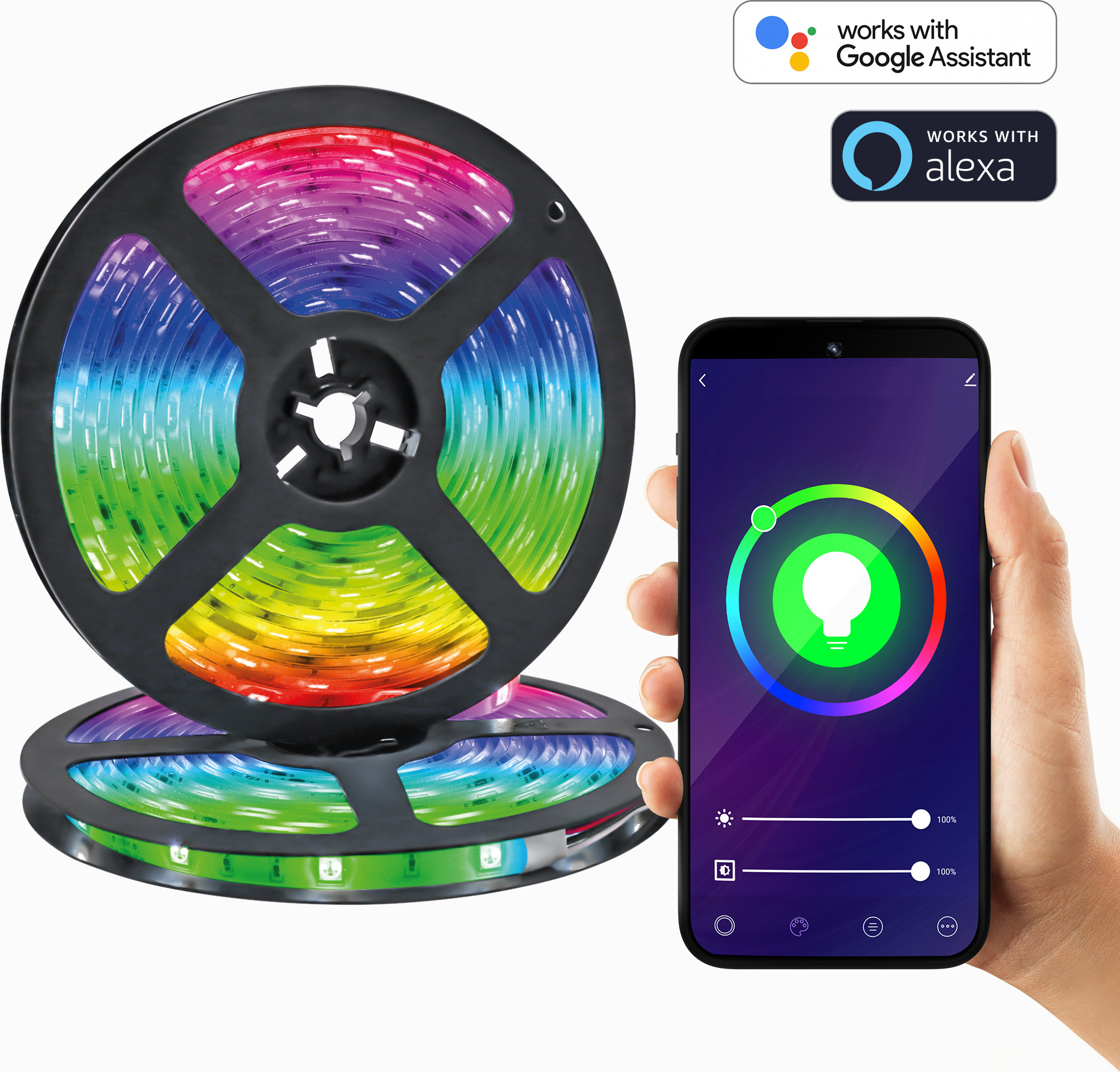 XCOAST Smartes appgesteuertes LED Band mit 16 Mio Farben 570460