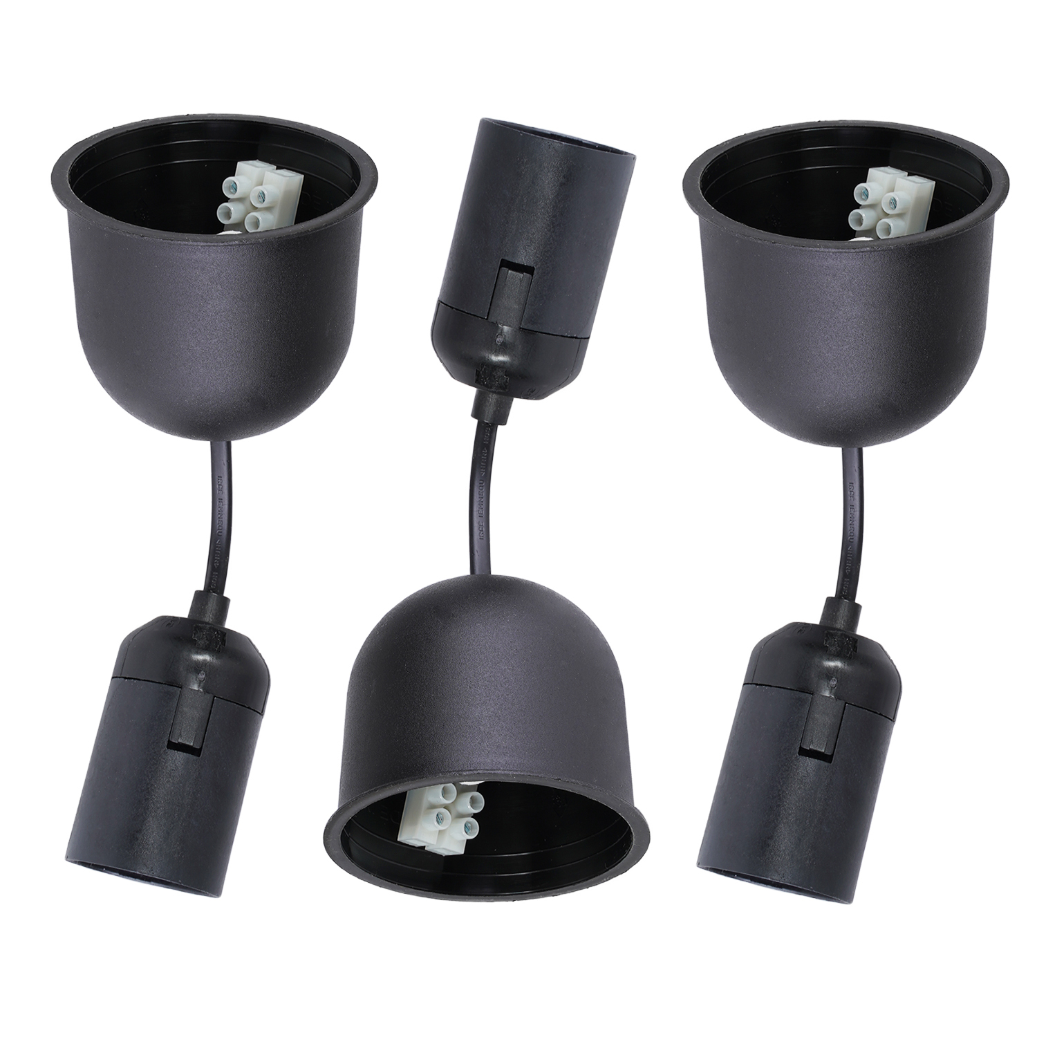 Lot 10 Douilles E27 Avec Câble Et Testeur Phase - Support Ampoule Rénovation Noir Chantier