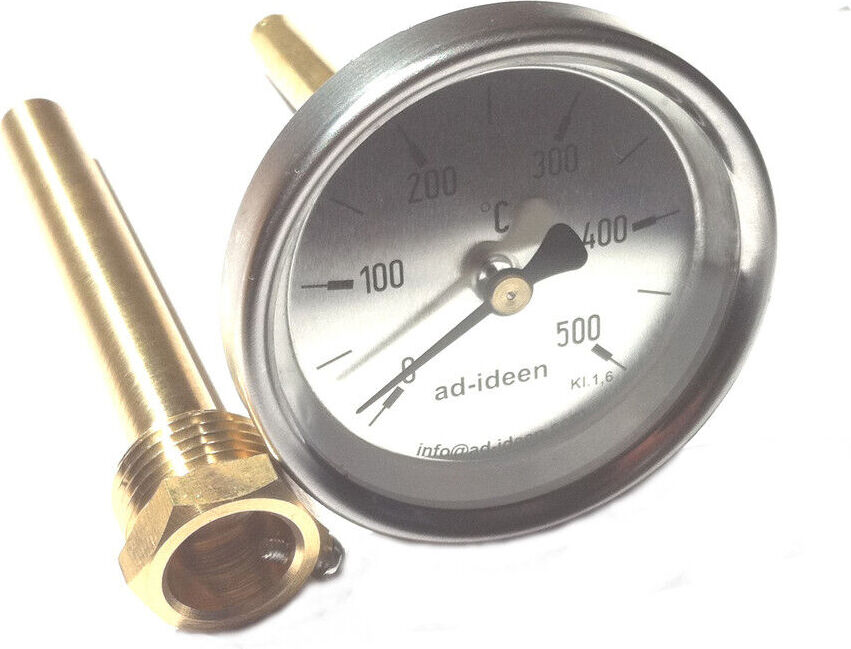 Ad Ideen 500°C Thermometer 100 mm Ofenthermometer Backofenthermometer mit Tauchrohr