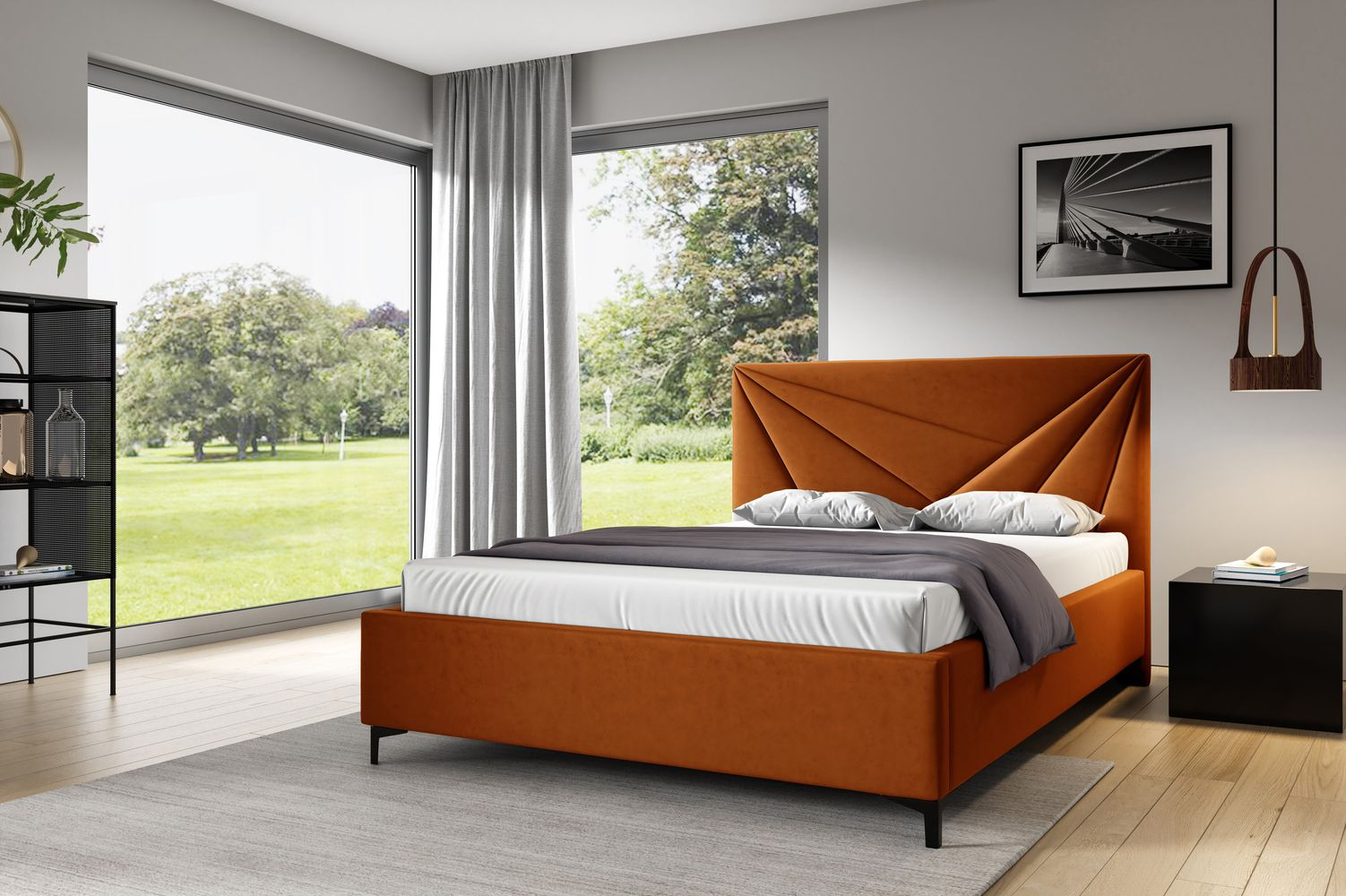Čalúnená posteľ 120x200 ODETA 4 - oranžová