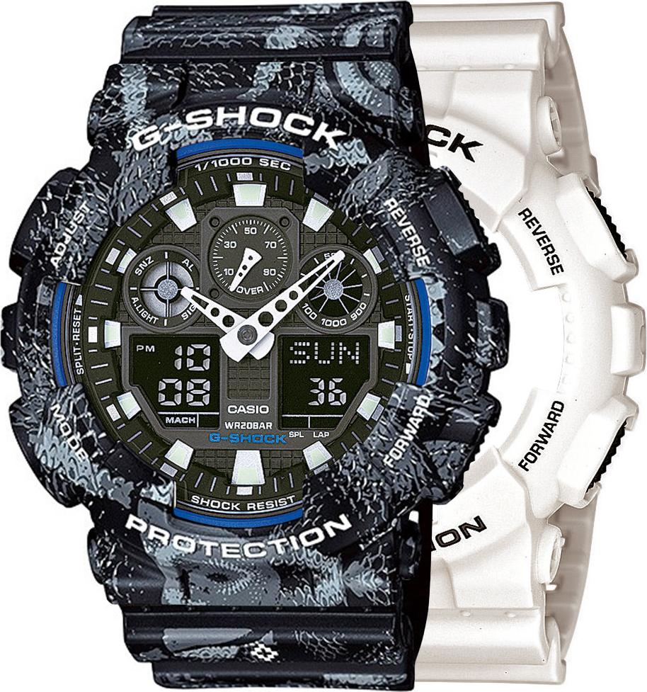 Zegarek Casio G-Shock SET GA-100B-7AER + BEZEL 10520052 + PASEK 10520049 20BAR