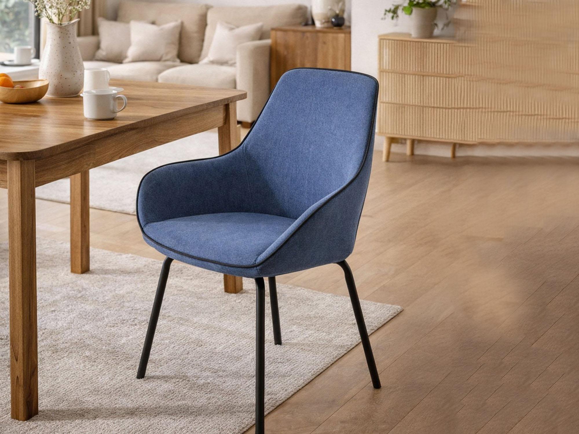 Dmora Bürostuhl Dglionn, Bürostühle für Wartezimmer, Ergonomischer Wartezimmerstuhl, 66x59h90 cm, Blau