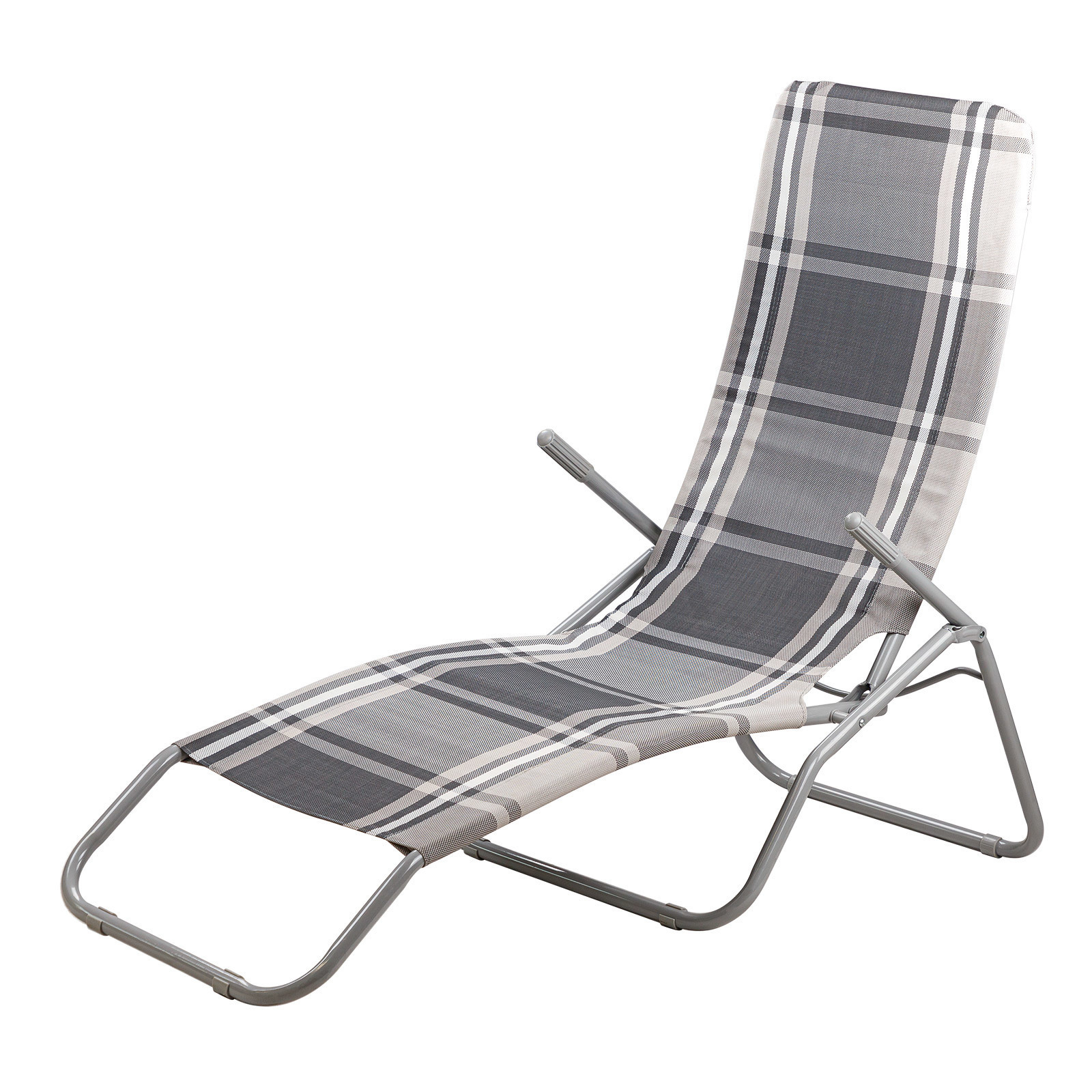 Sklápacie lehátko Lehátko na opaľovanie Záhradné lehátko Plážové lehátko Virginia Beach šedá kockovaná