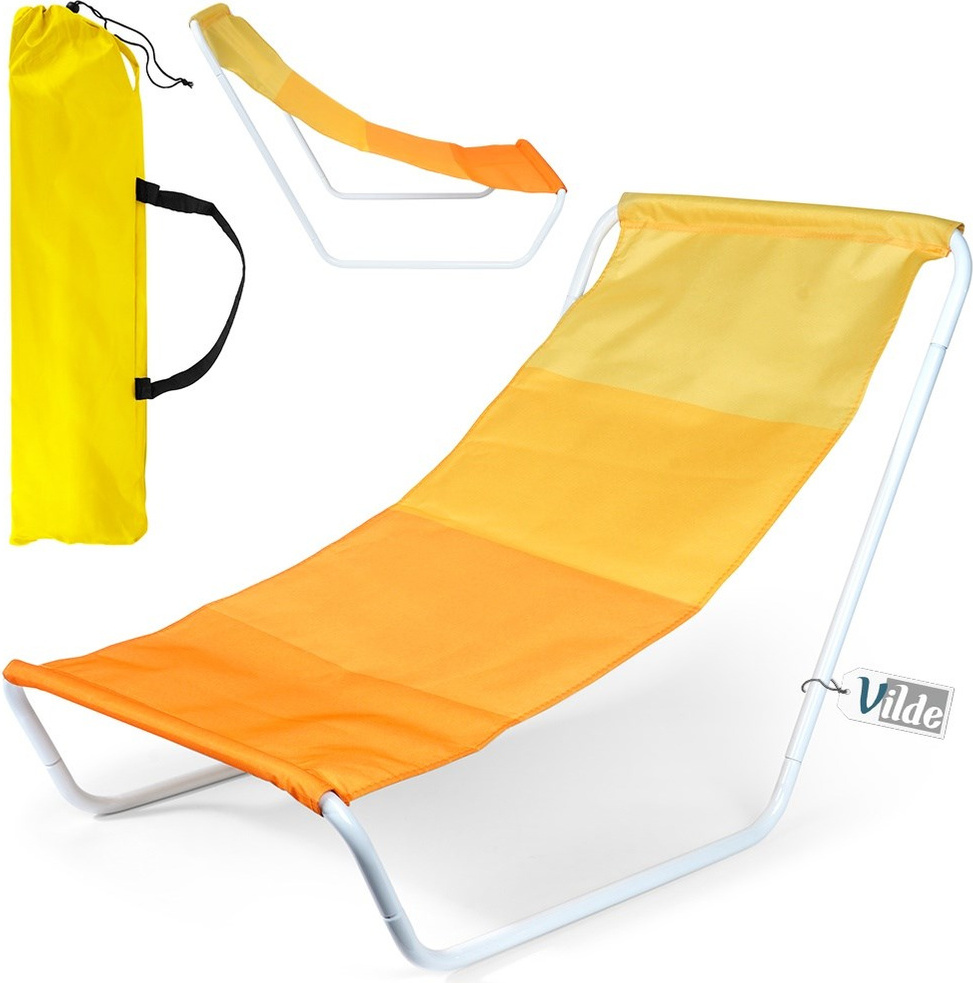 Vilde | Záhradné lehátko - Lehátko - 86 x 51,5 cm - Žltá - Taška na lehátko v sade - Plážové lehátko - Kempingové lehátko - Skladacie
