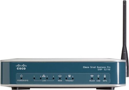 CISCO Small Business Pro SRP521W-K9 - Router platformy pripravenej na služby - FE WAN 802.11n ETSI 2FXS/1FXO - 4-portový prepínač FE