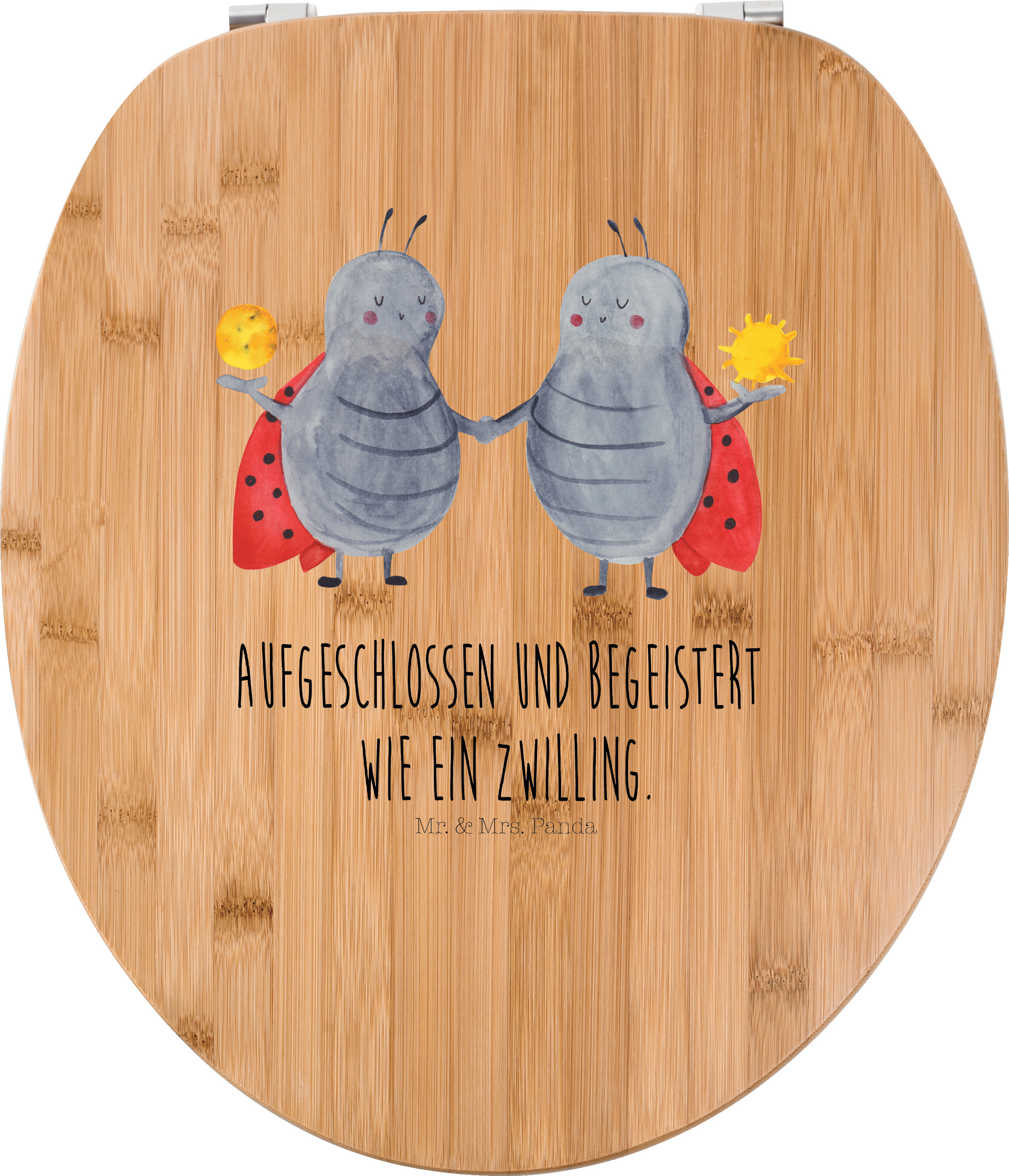Mr. & Mrs. Panda WC Sitz Sternzeichen Zwilling - Transparent - Geschenk, Geburtstag Mai, WC-Sitz, Klobrille, Zwillingsschwester, Brille, Zwillinge, Marienkäfer PD-1041906-STANDARD