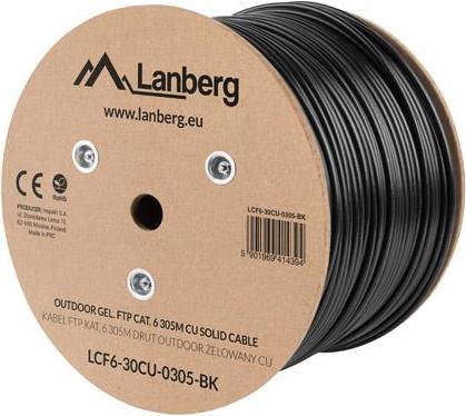 Lanberg Verlegekabel Outdoor Gel Cat. 6 FTP 305m schwarz, Ku