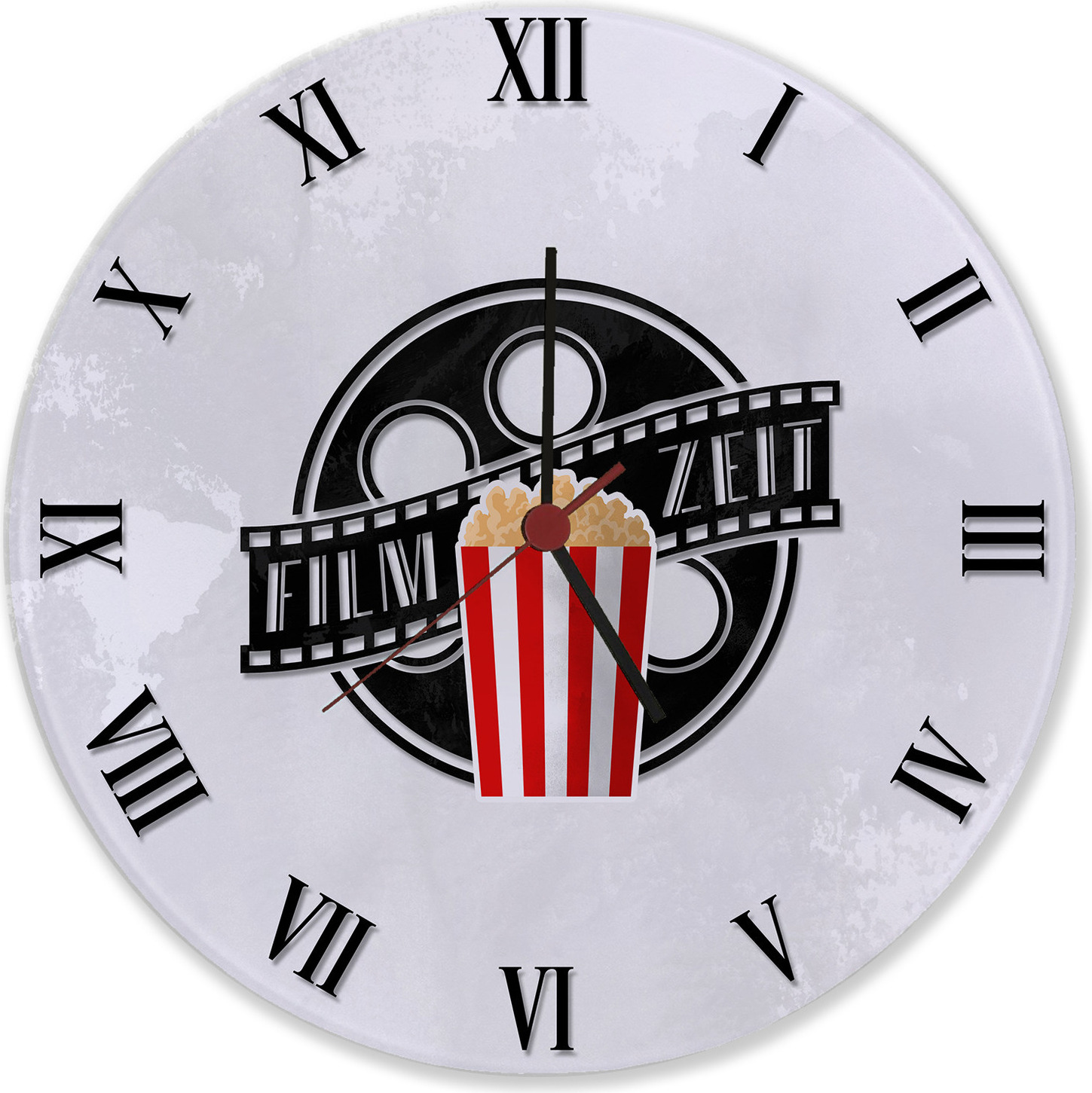 speecheese Filmzeit Wanduhr aus Glas für Filmfans