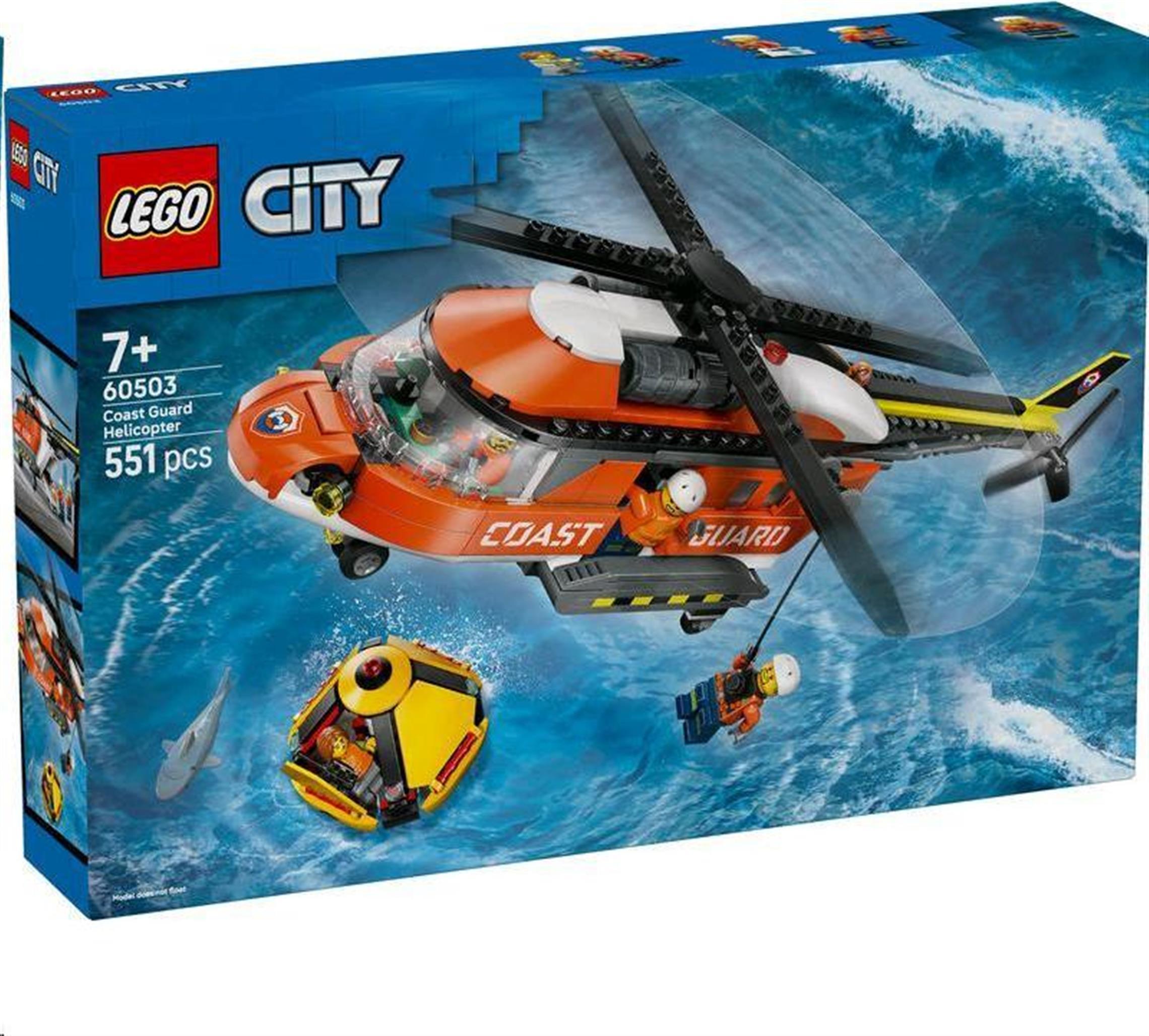 LEGO City Helikoptéra pobrežnej hliadky, Stavebnica, 7 rok / roky, Plast, 551 kusov, 915 g