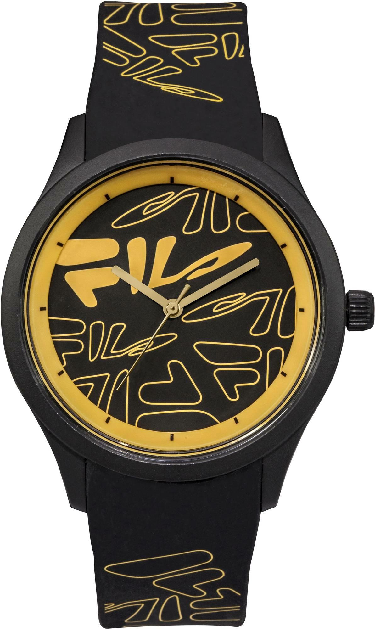 Fila Herren Armbanduhr FILASTYLE 40 mm Armband Silikon 38-129, Farbe:schwarz/orange 38-129-201