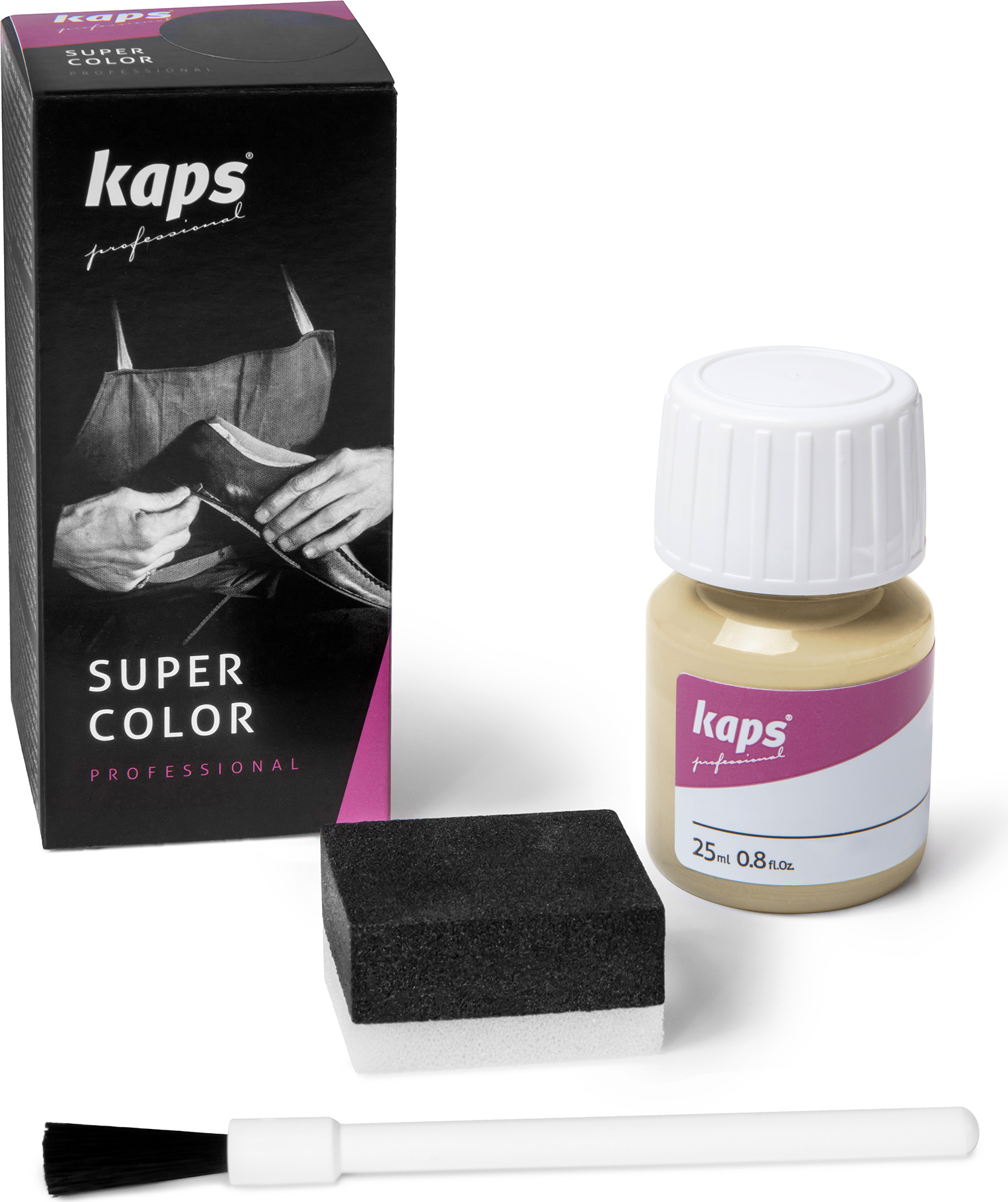 Farbe für Natur- und Kunstleder - Kaps Super Color 25 ml - Elfenbein (136#) 04_1_5020_136#_scolor_FBA