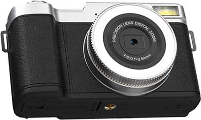 INF Schwarze 4K Digitalkamera mit Klappbildschirm, CCD Sensor und Bildstabilisierung 407903