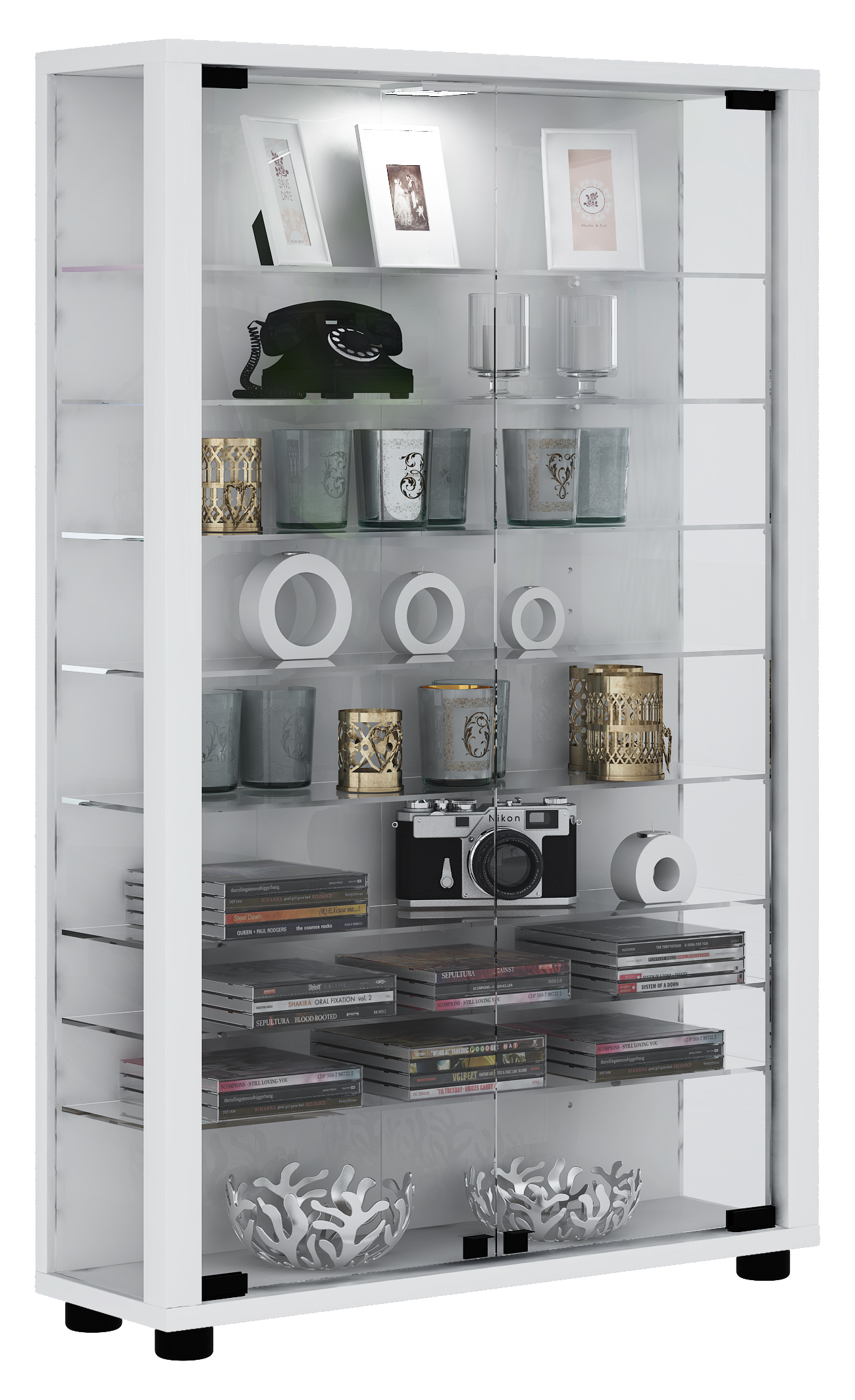 VCM my home Lumo Mini Vitrine weiß 8 Fachböden Vitrines