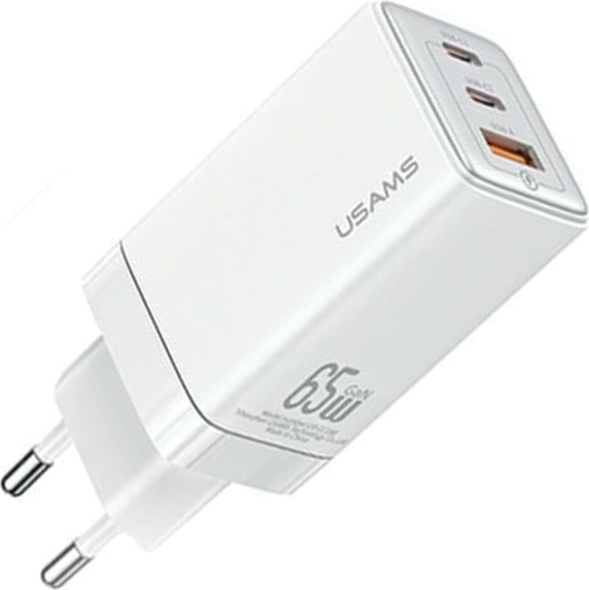 Usams Lad. Siete. 2Xusb-C+1Xusb 65W (Iba Hlava) Gan Pd3.0 +Qc3.0 Rýchle Nabíjanie Biela/Biela Sandru Series Cc180Tc02 (Us-Cc180)