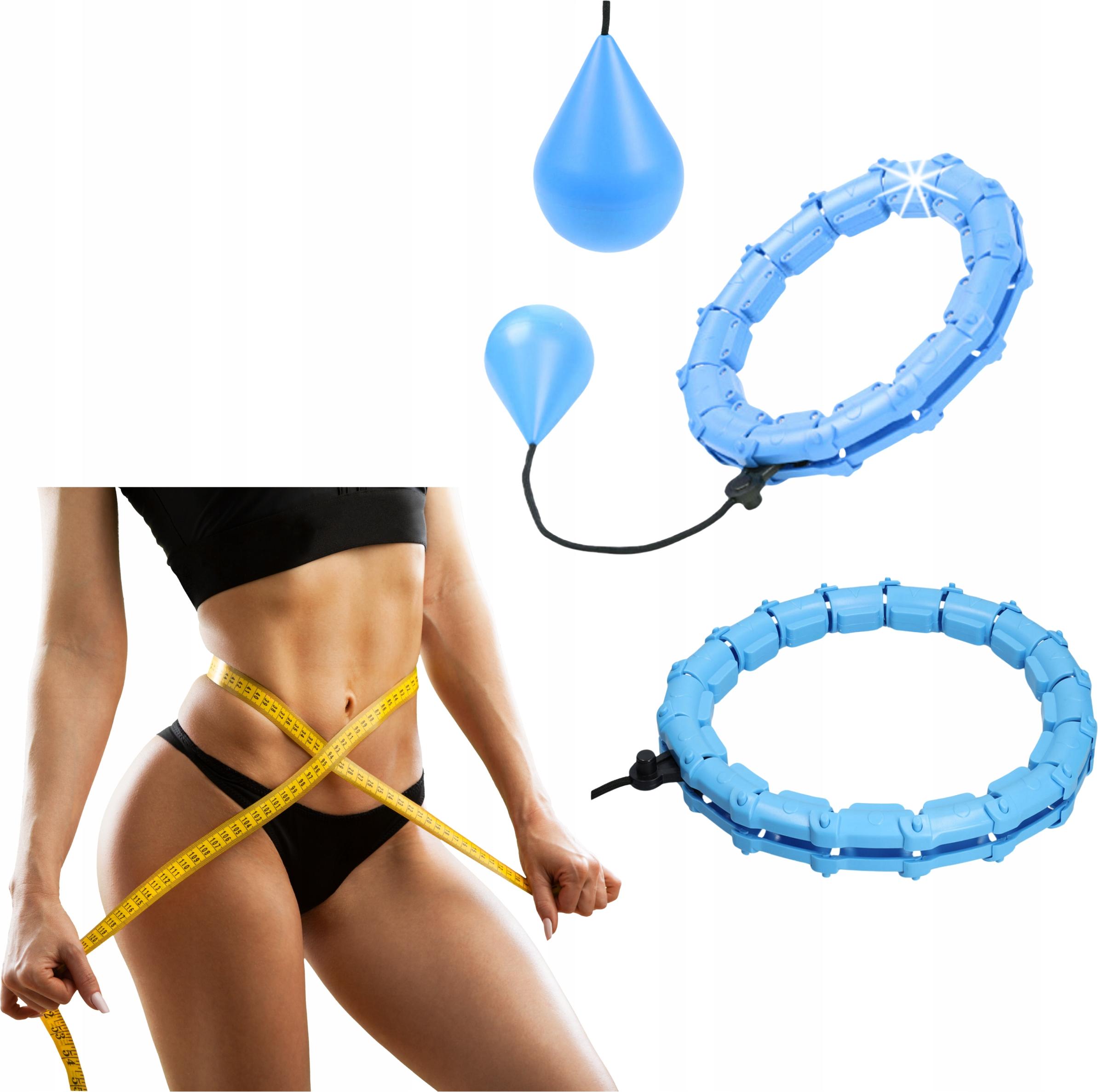 GlamVibe Hula Hoop Reifen mit Gewicht und Nieten, zum Abnehmen, faltbar, blau
