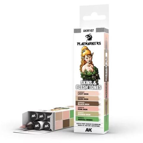 AK Interactive PLAYMARKERS SET SKIN & FLESH TONES (6 Ref.) (AK-M107)