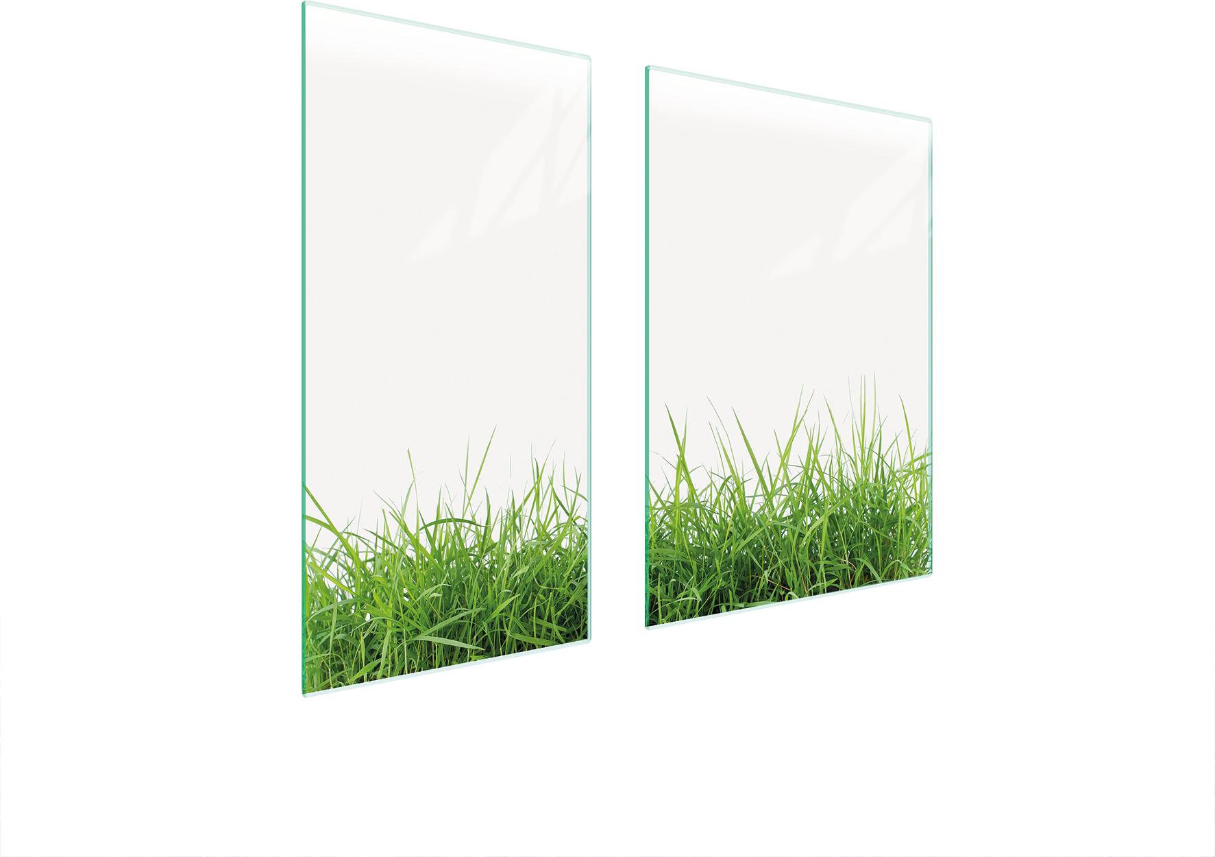 TMK ArtDeko Herdabdeckplatten 2 teilig 75x52 Ceranfeld Abdeckung Glas Schneidebrett Weiß Gras