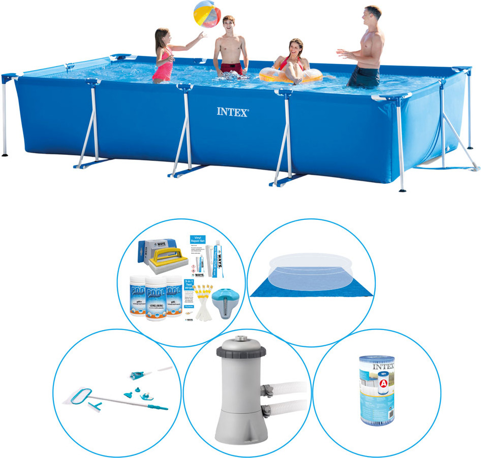 Intex Rámový bazén obdĺžnikový 450x220x84 cm - 6-dielny - Bazén s príslušenstvom