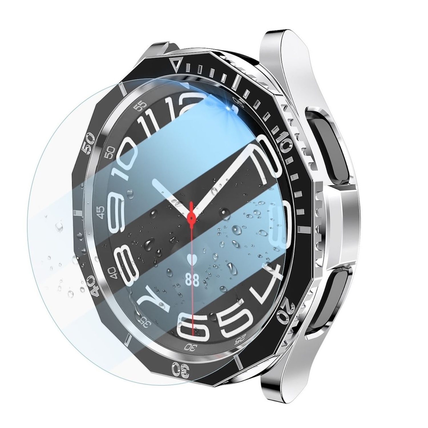 Pre Samsung Galaxy Watch 6 Classic 43mm puzdro s tvrdým skleneným rámčekom