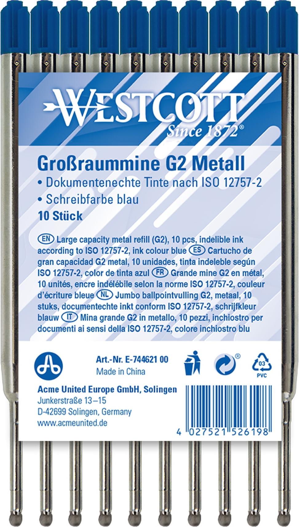 10x G2 Großraum-Kugelschreiberminen XB Blau – Kompatibel Mit Parker-System, Made In Germany!