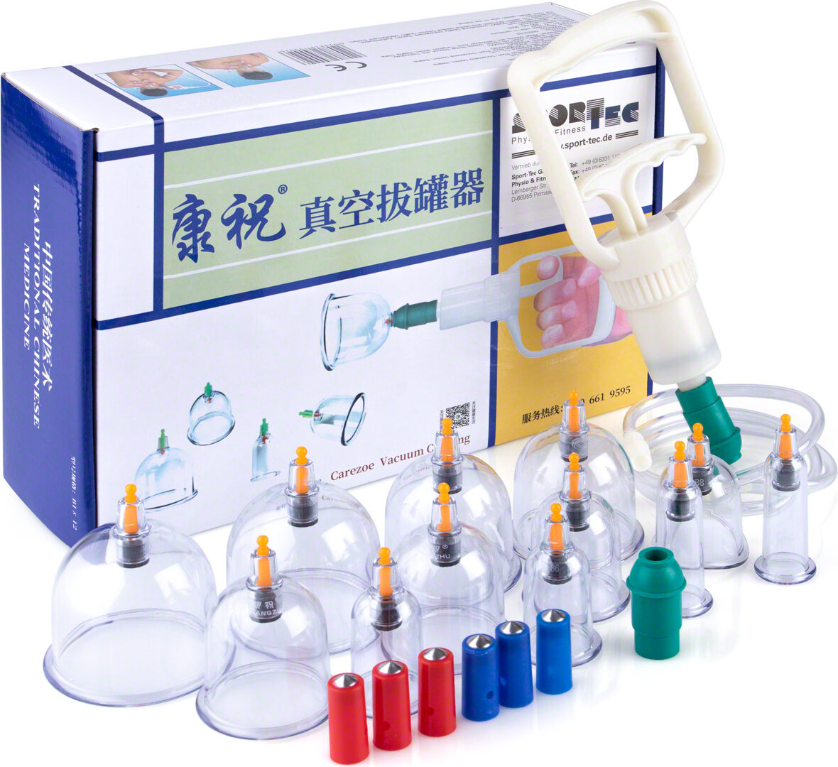 Sport-Tec Schröpfglas-Set mit Vakuumpumpe, 14-tlg. 27234
