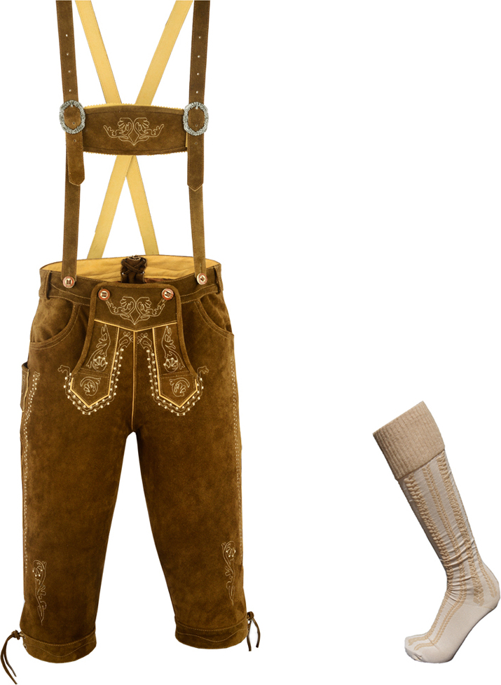EASD Peter Ruszel Trachtenhose Fashion Trachten Lederhose Herren Leder Trachtenhose mit Socken - Gr. 54/XL