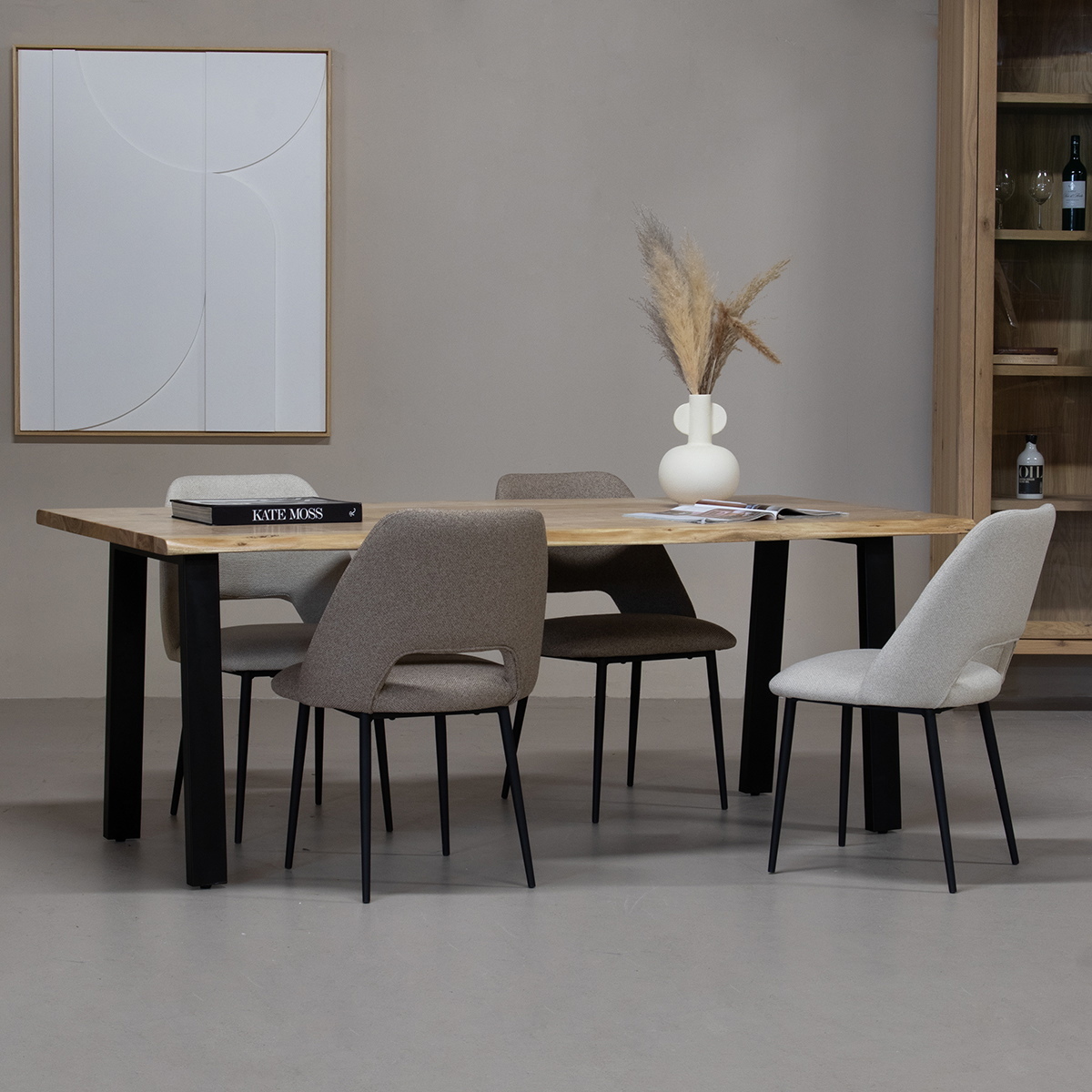 Baumstammtisch Natur - Metall/Akazienholz - 240x90x77cm - Baumstammtisch Lars - Giga Meubel