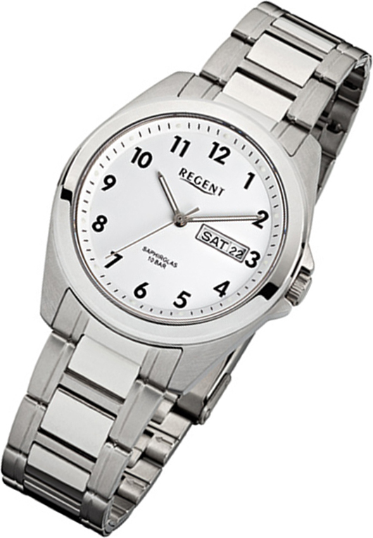 Regent náramkové hodinky strieborné biele F-524 Pánske analógové Quartz hodinky URF524