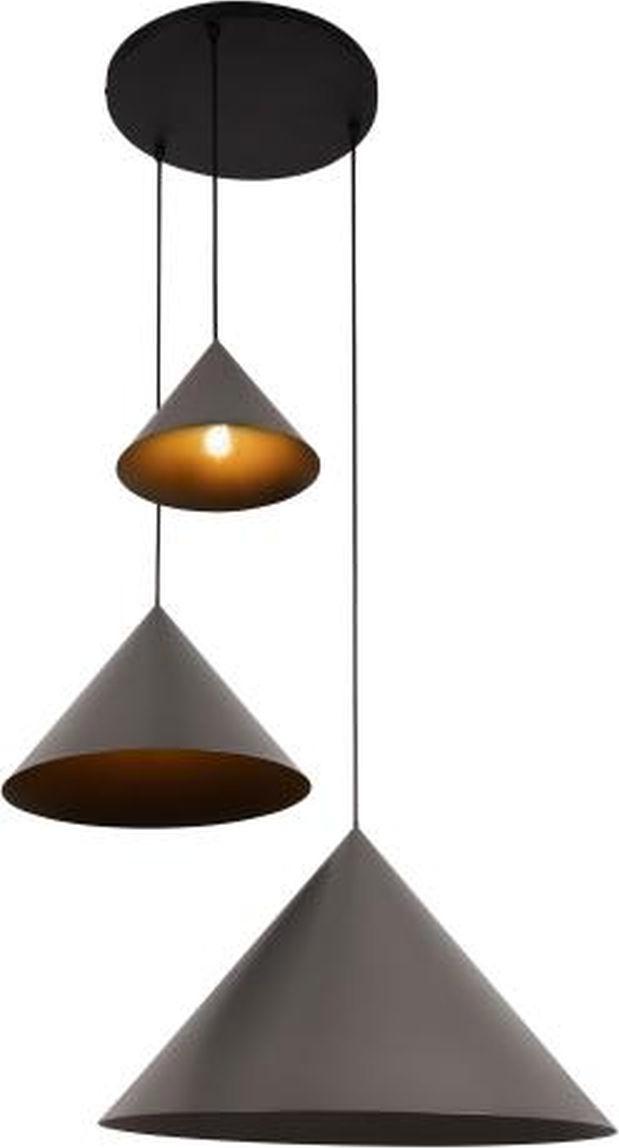 Licht-Erlebnisse Hängeleuchte Gusseisen 68 cm breit H: max. 300 cm Schwarz Grau E27 3-flammig Modern