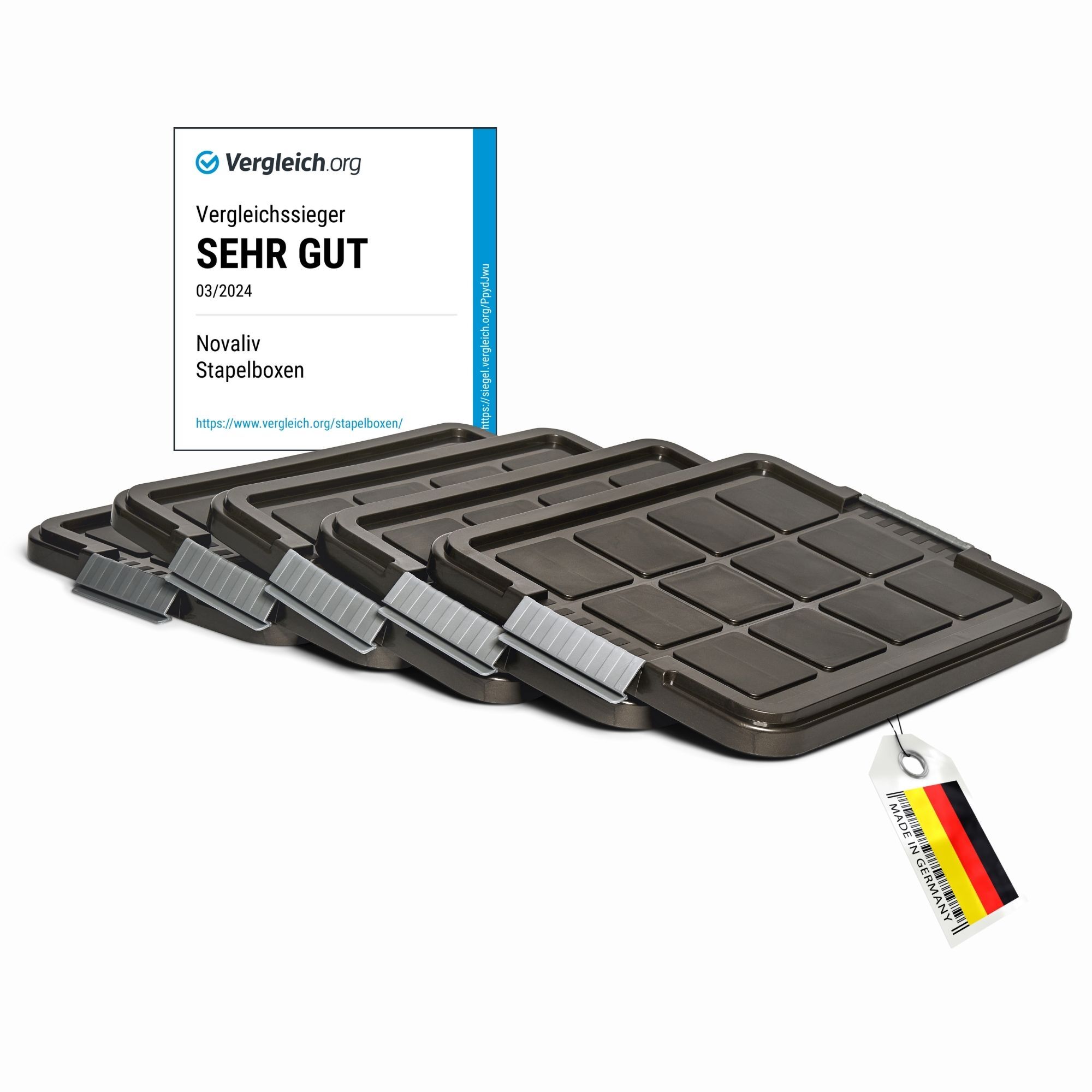 Novaliv 5x Ersatzdeckel für Novaliv 27 Liter mit Clipverschluss 46,5x36,5 cm Antrazith