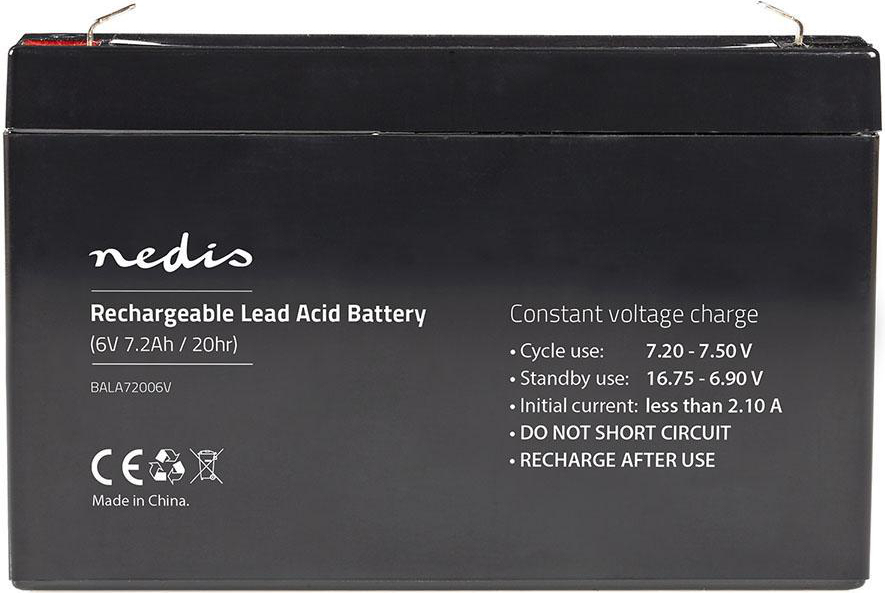 Nedis Wiederaufladbare Blei-Säure-Batterie - Lead-Acid - Wiederaufladbar - 6 V - 7200 mAh BALA72006V