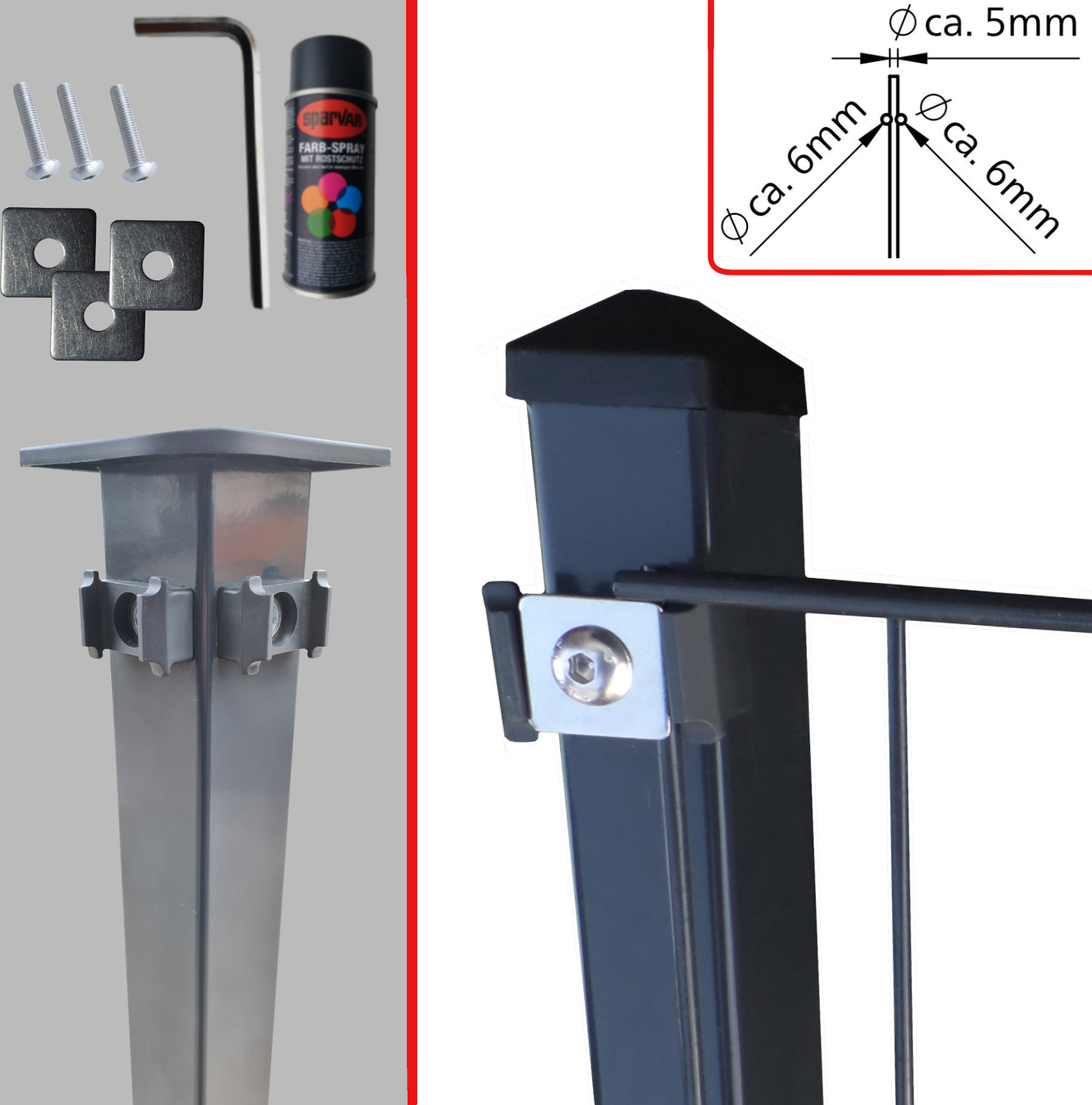 Fischer und Adamek DSMZ 656 Anthrazit Klemm mit Eckpfosten Höhe: 2030 mm ST_Zaun_mit_Eckpfosten:50 m | inkl 2 Eckpfosten