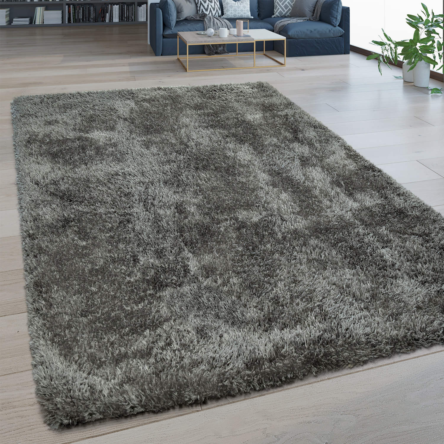 FALARK Teppich Wohnzimmer – Dunkelgrau, 1,8x2,9 M, Niedriger Flor, Waschbar, Mit Memory-Schaum & Rutschfester Unterseite