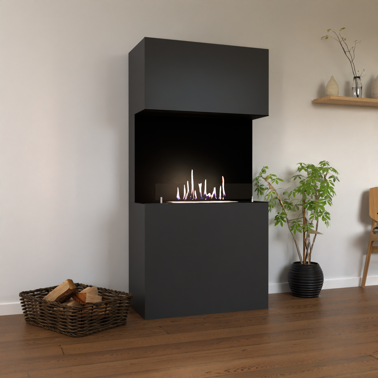 GLOW FIRE Ethanol Kamin 'Nordland' | Ethanolofen in grau mit 3 Std. Brenndauer und 3 KW Heizleistung | BxHxT: 84x170x41 cm