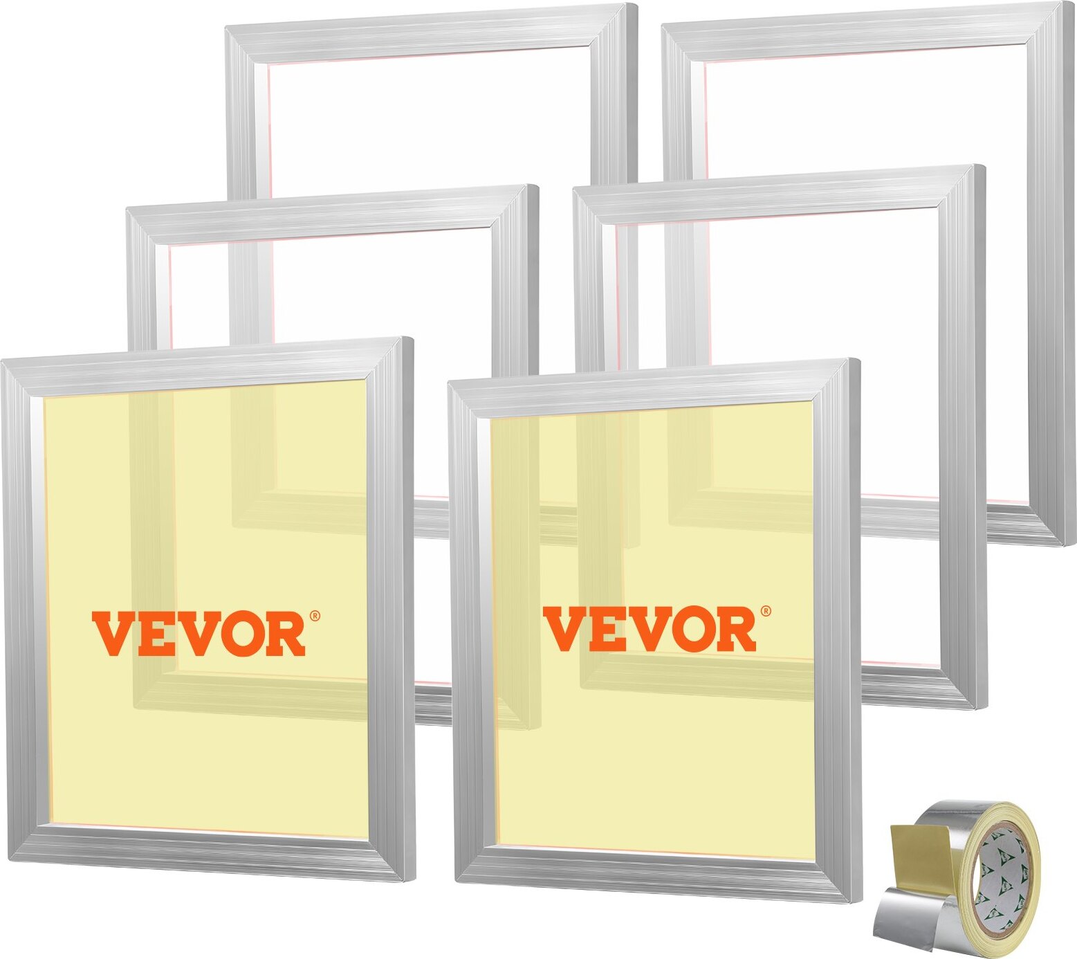 Zerbaco Siebdruck Kit, 6 Stk. Aluminium Siebdruckrahmen, 18 x 20 Zoll Siebdruckrahmen mit 160 Mesh, Hochspannungs-Nylon Mesh & Dichtungsband für T-shirts, DIY Druck usw.