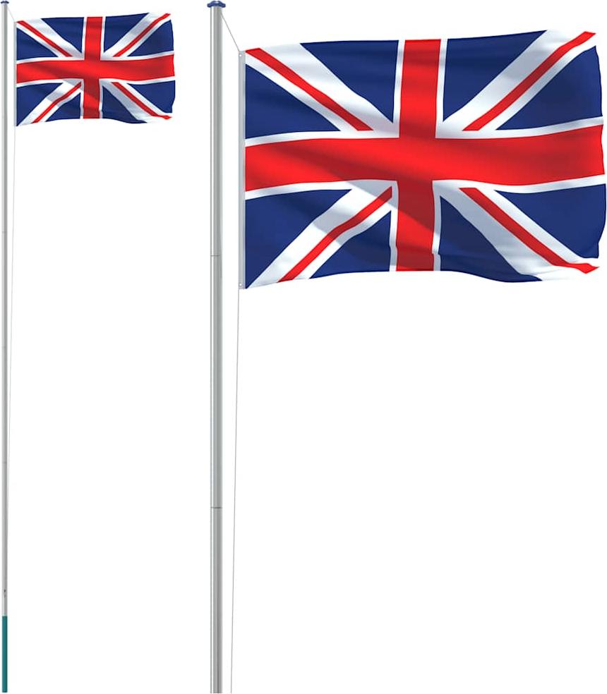 vidaXL Flagge Großbritanniens mit Mast 6,08 m Aluminium 3147110