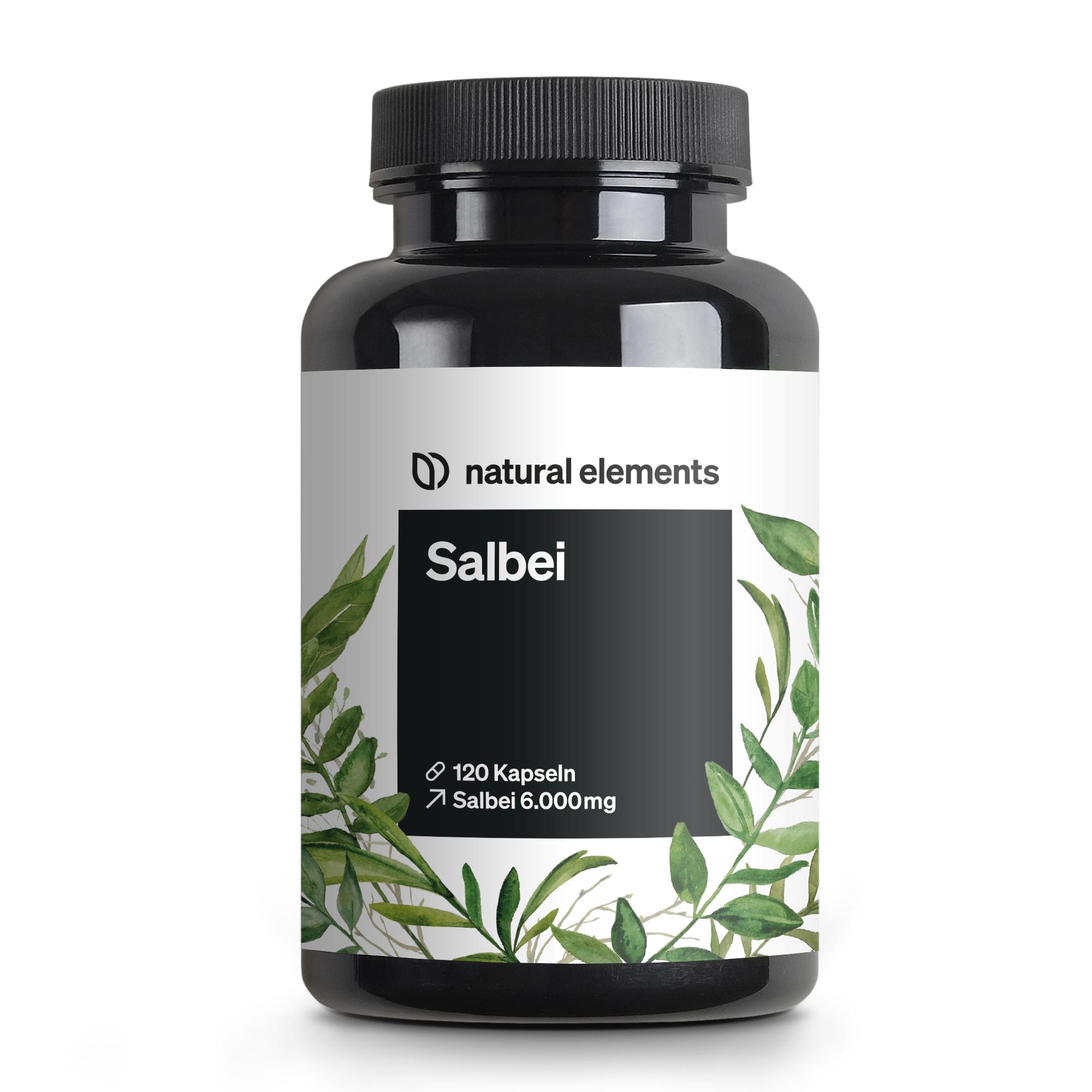 natural elements Salbei – 120 Kapseln – 6000mg pro Tagesdosis – Salbei Extrakt 10:1
