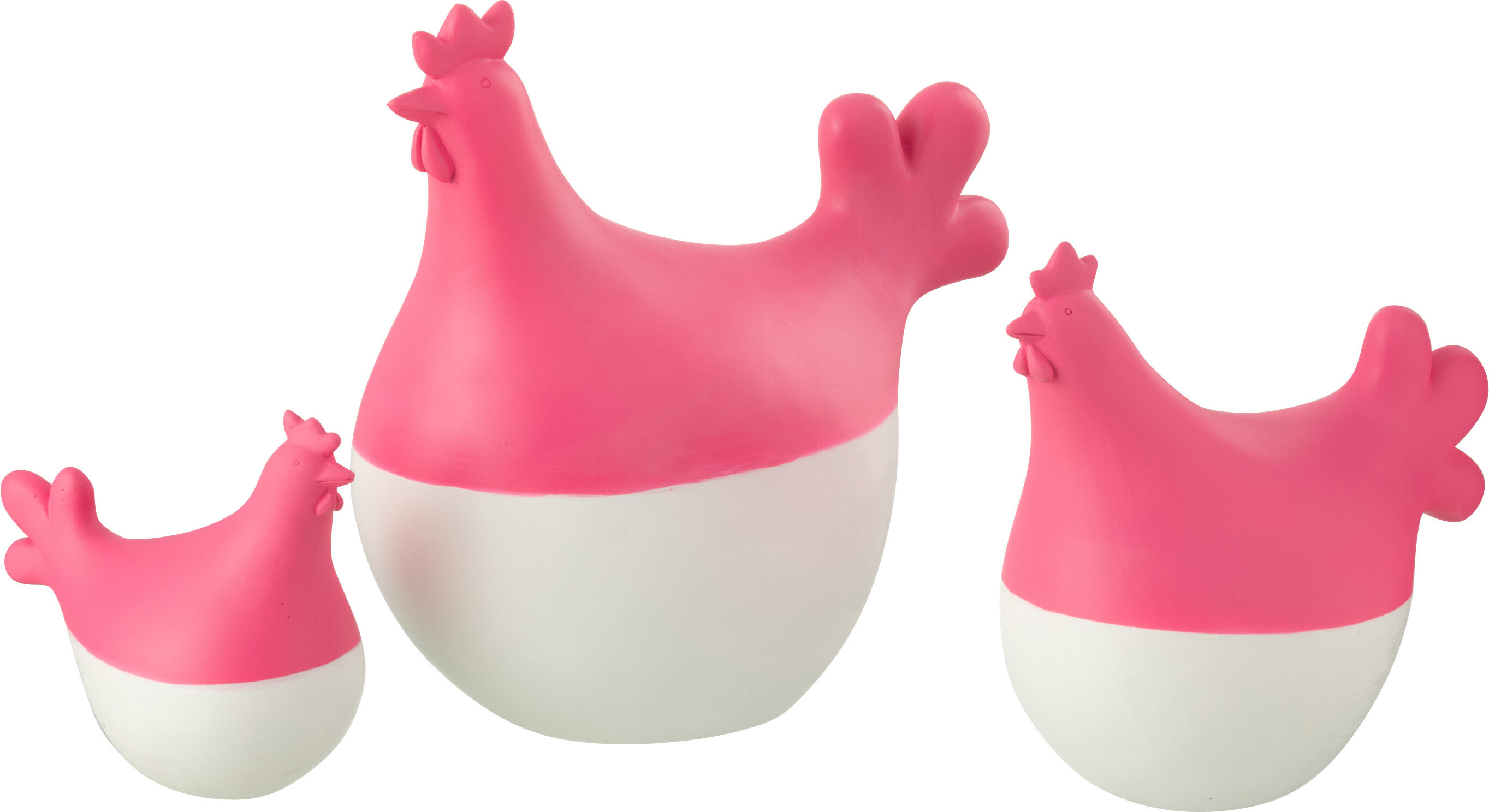 J-Line Set Von 3 Hähne Polyresin Weiss/Rosa