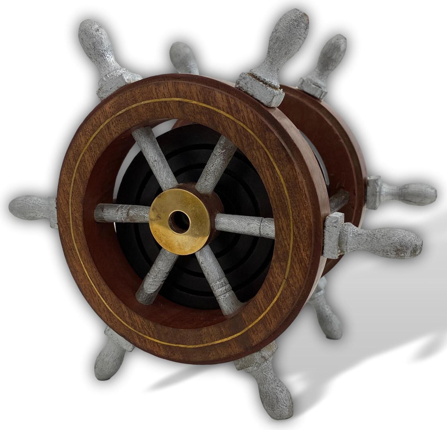 Aubaho Untersetzer Schiffssteuerrad Schiffsrad Maritim Nautik Holz Antik-Stil