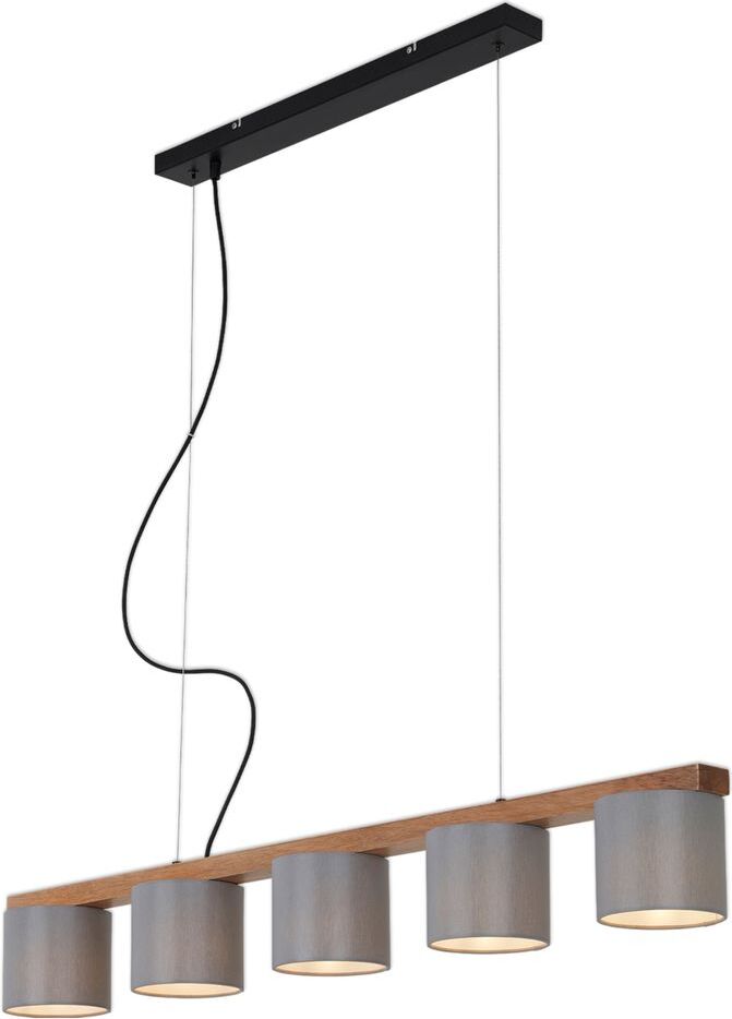 Pendelleuchte Hängelampe BRILONER LEUCHTEN RHON, 25 W, IP20, grau, Metall-Holz-Stoff, exkl. 5x E14, 110 x 15 x 136 cm 4075-054