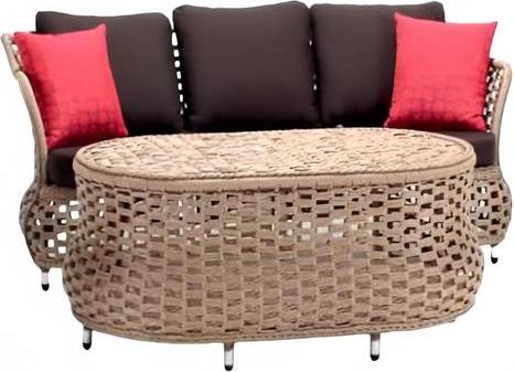 Gartenmöbel Sofa 3 Sitzer Braun Couchtisch Sofas Dreisitzer Rattan Luxus Modern