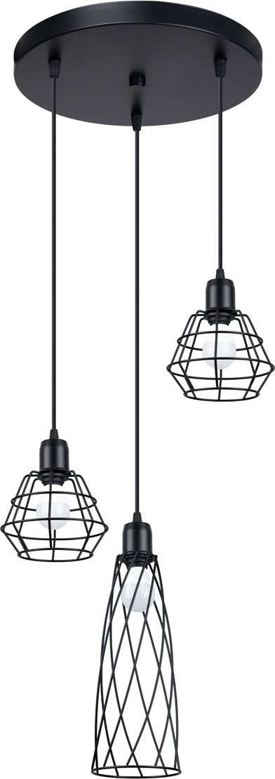 Pendelleuchten SUBA 3P schwarz 3xE14 10W Stahl 120x38x38cm Sollux Lighting