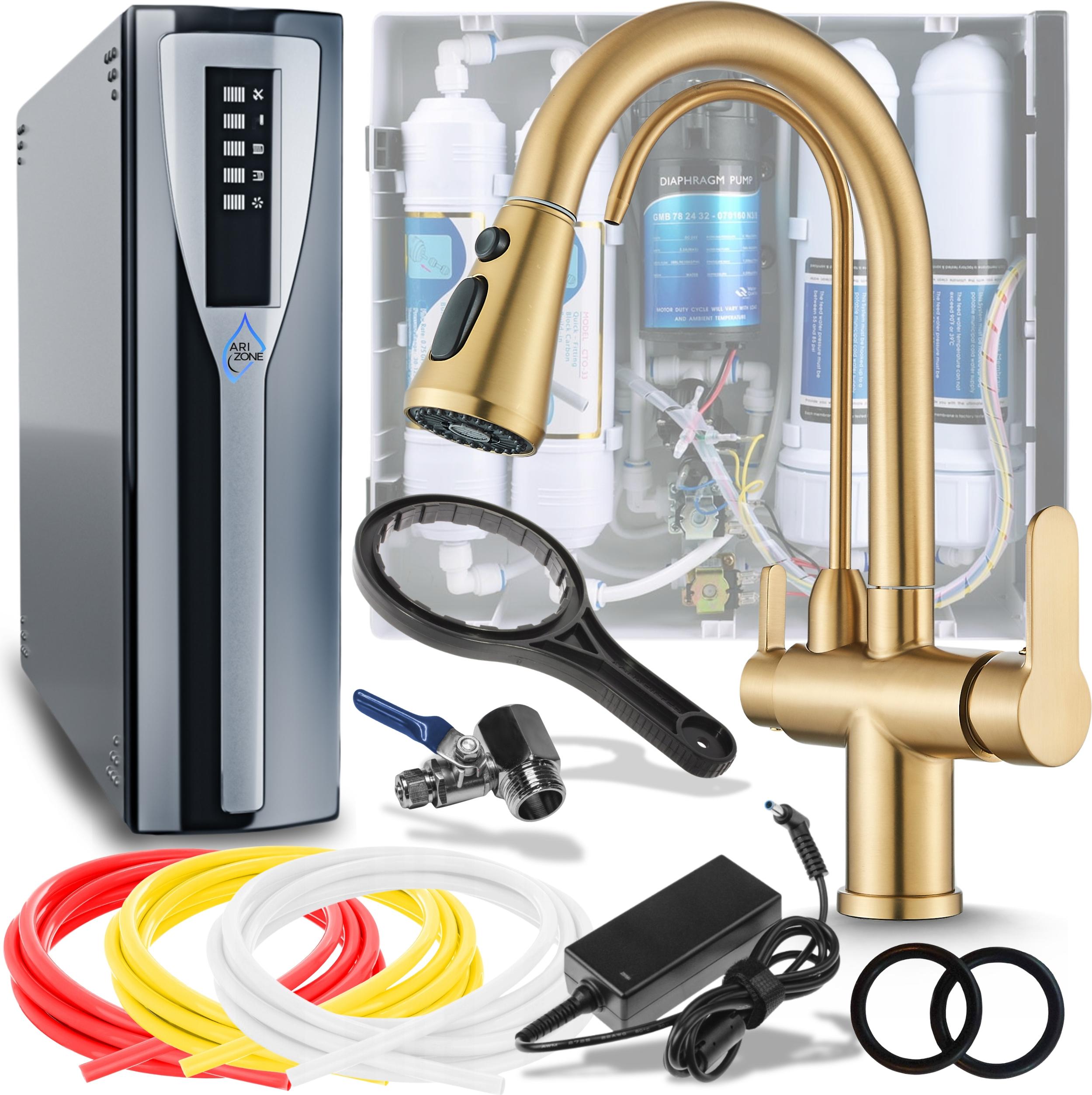 Küchenarmatur Ari Nordic 3-Wege Ausziehbar Keramikventil Gebürstetes Gold