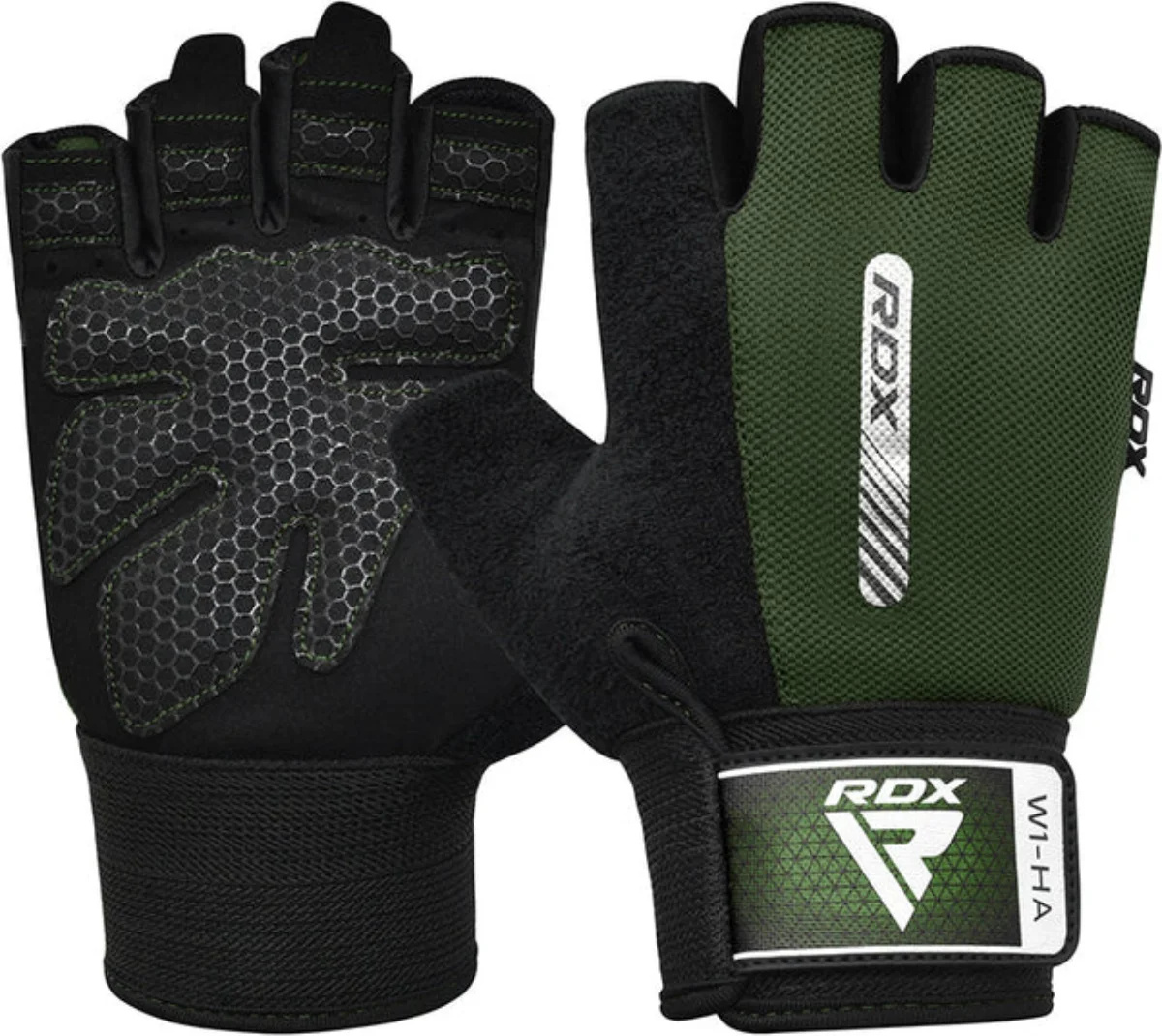 RDX Sports Fitness-Handschuhe W1 - Mit offenen Fingerspitzen - Grün - S WGA-W1HA-S