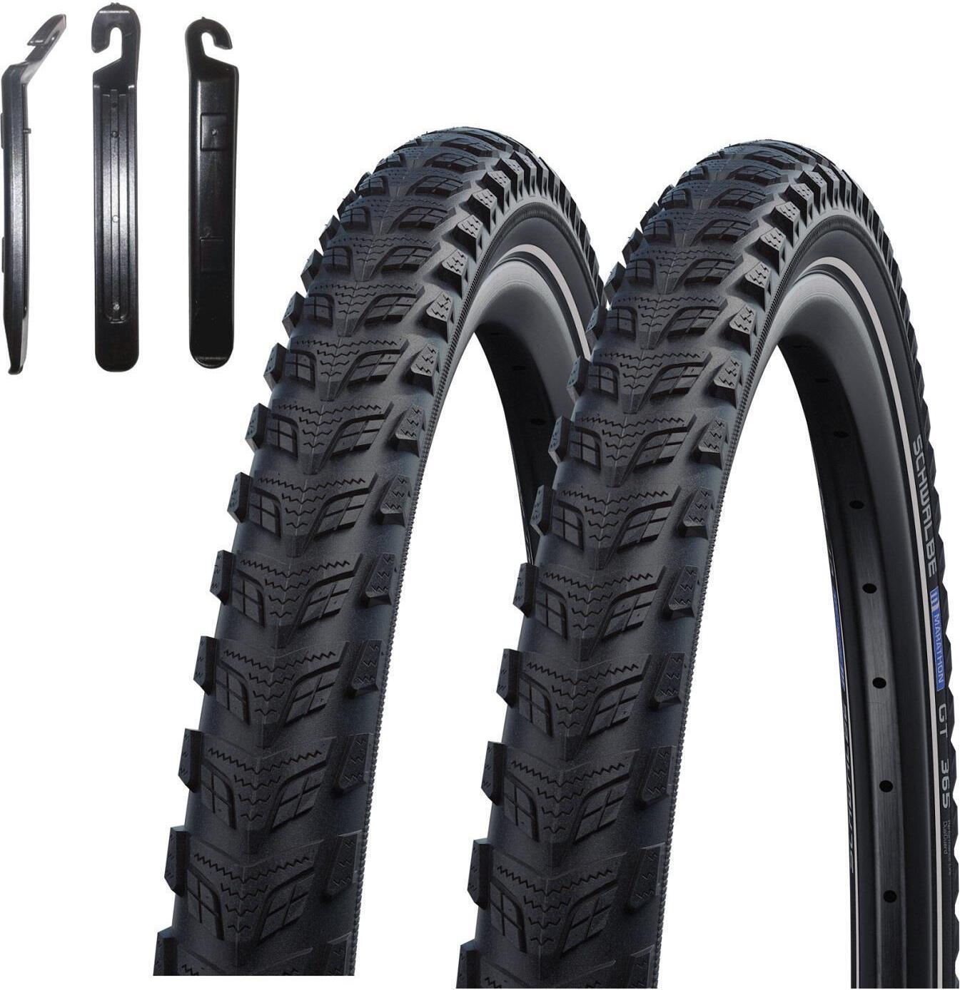 2 x Schwalbe Marathon GT 365 Performance DualGuard E-50 mit Reflex Fahrradmantel 55-559 (26 x 2,15") inkl. Reifenheber