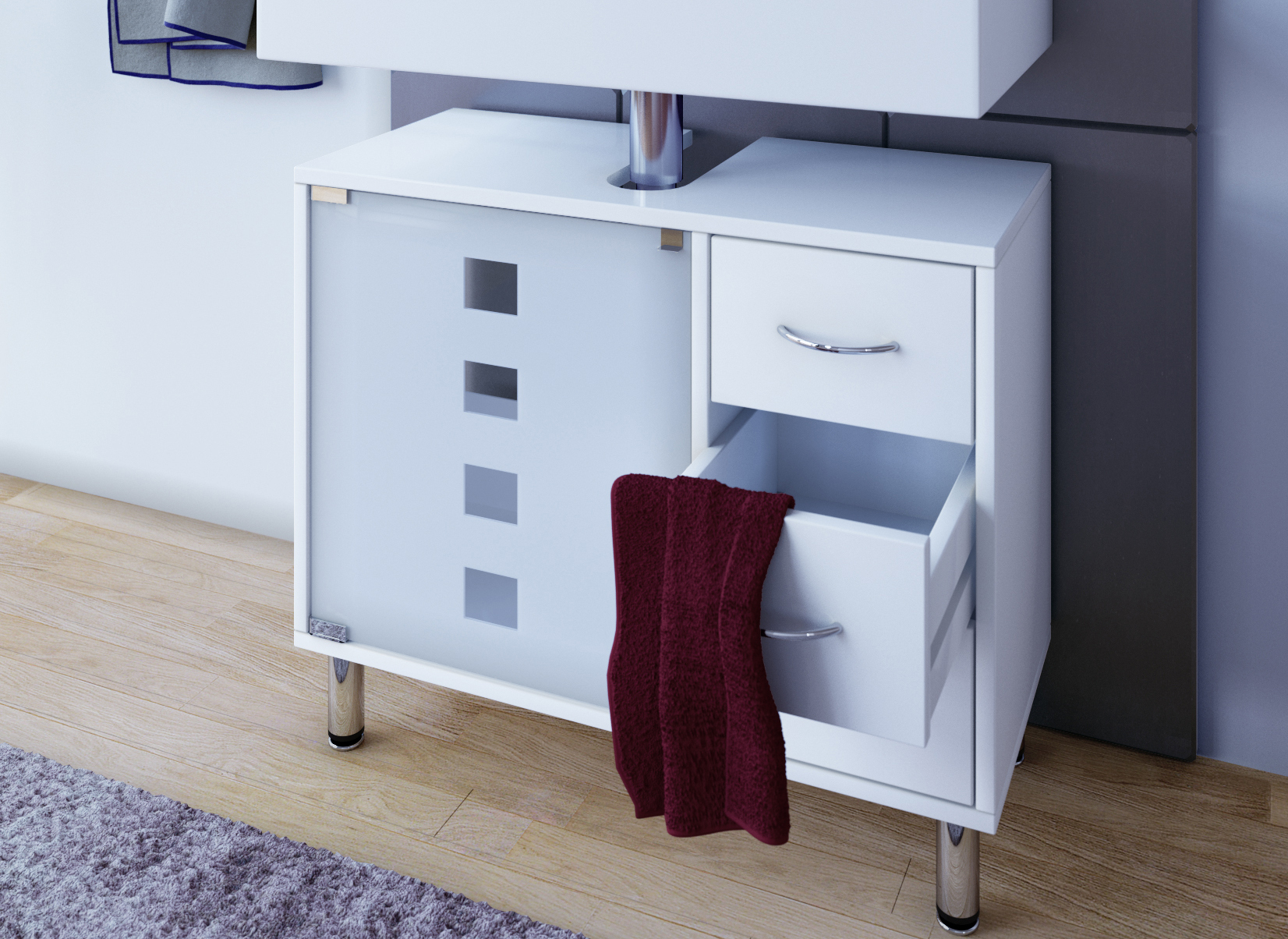 VCM Waschtischunterschrank Darola 58 x 67 x 30 cm , Farbe Weiß 911924
