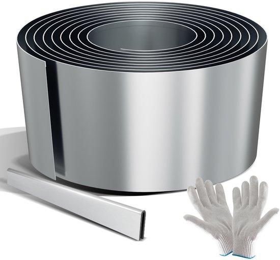OEM Flexible Gartengrenze aus Edelstahl 35 m x 15 cm, Dauerhafte Gartengrenze für Böschungen, Wege und Rasengrenzen Silber 2026
